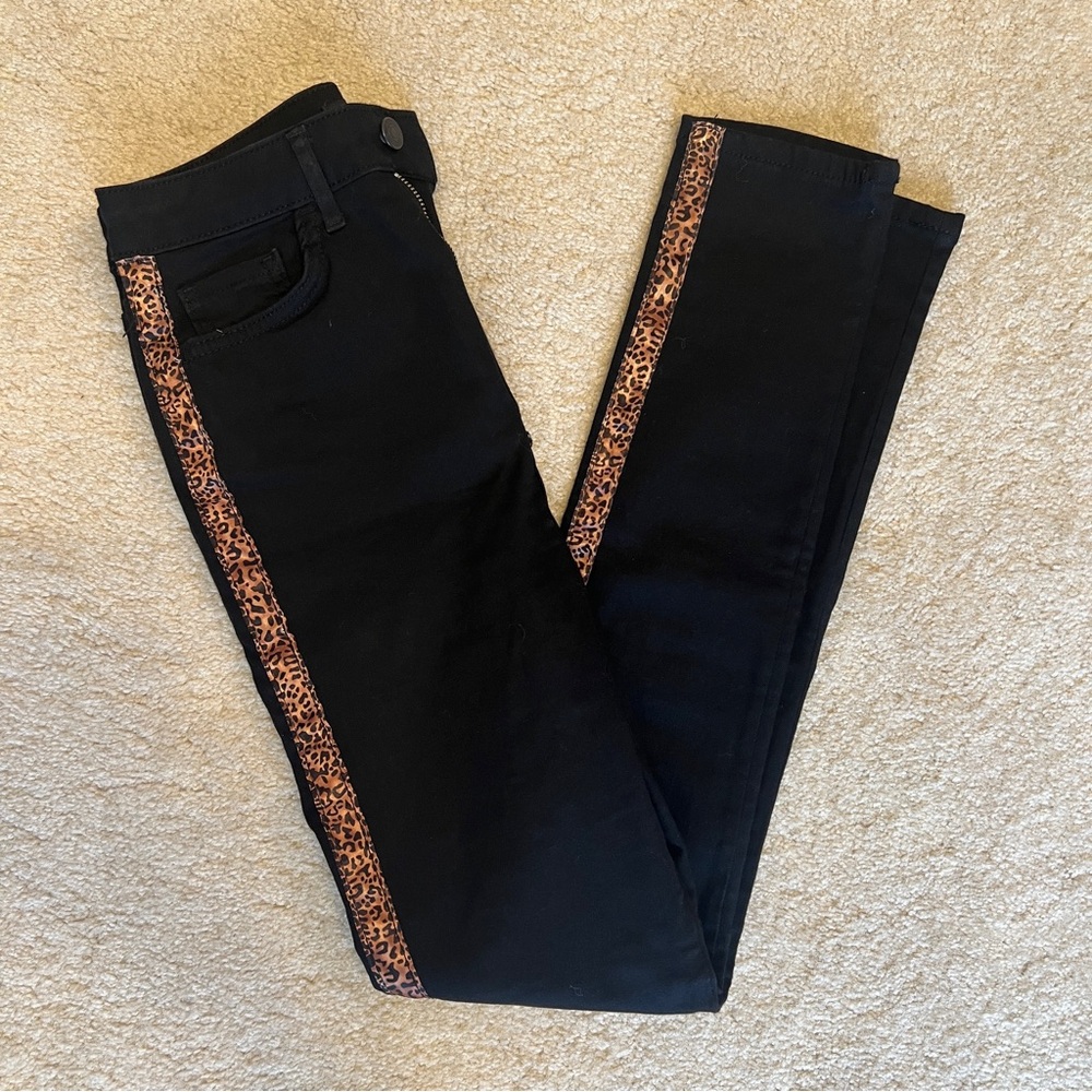 Forever 21 Black Jeans with Leopard Accent